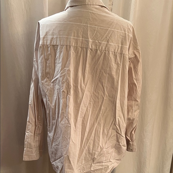 Wilfred Free Light Beige striped relaxed boyfriend Long Sleeve Shirt - Picture 2 of 9